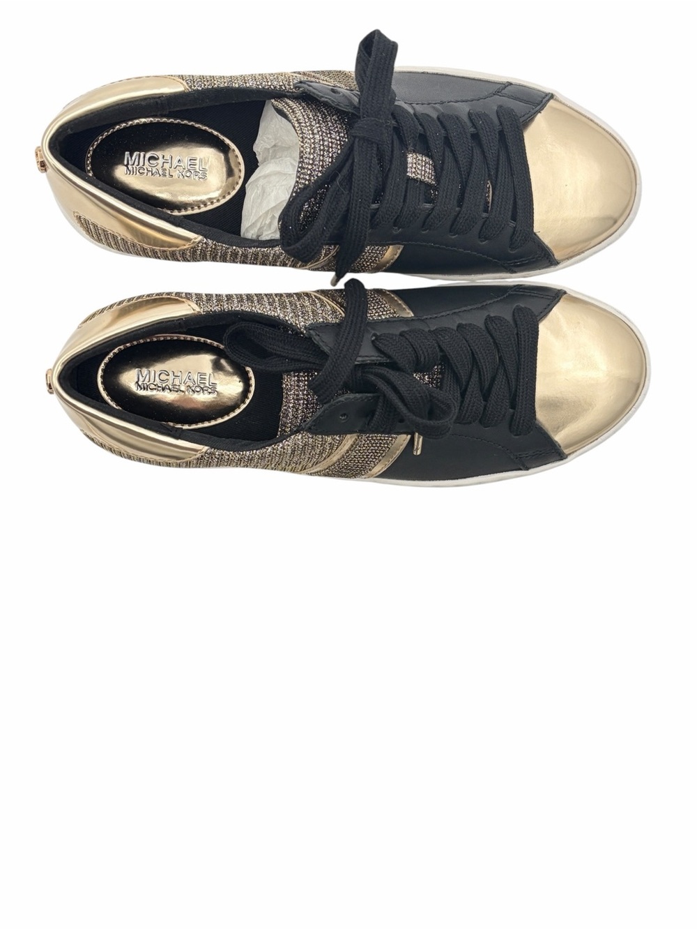 MK new Keaton Stripe Sneaker w/ Glitter Chain Mesh + Box - Picture 12 of 15